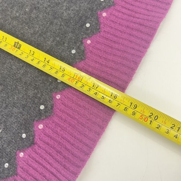 Vtg Wool & Angora Fair Isle Sweater Sz PS Pink Charcoal Gray Sequins Ultra‎ Soft - Picture 14 of 14